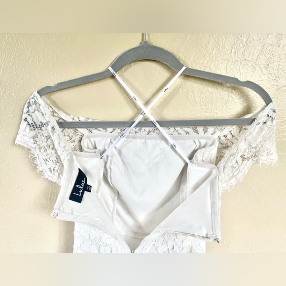 Lulus Romantic Heart White Lace Off the Shoulder Maxi Dress Size XS - Picture 3 of 4